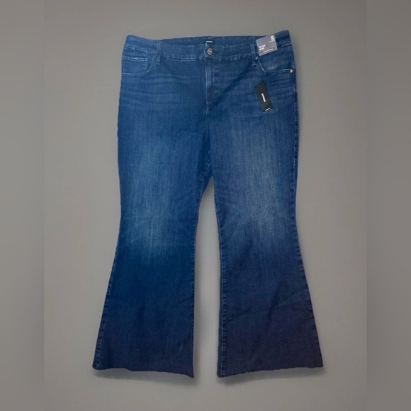 Express Denim - NWT Express Jeans Womens Blue 70s Flare Mid Rise Stretch Denim XL Short 38x31